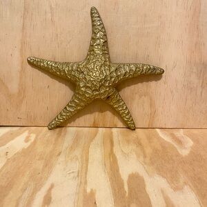 Large Mid-Century Brass Star Fish Sculpture  For Wall Or Tabletop 11” Across